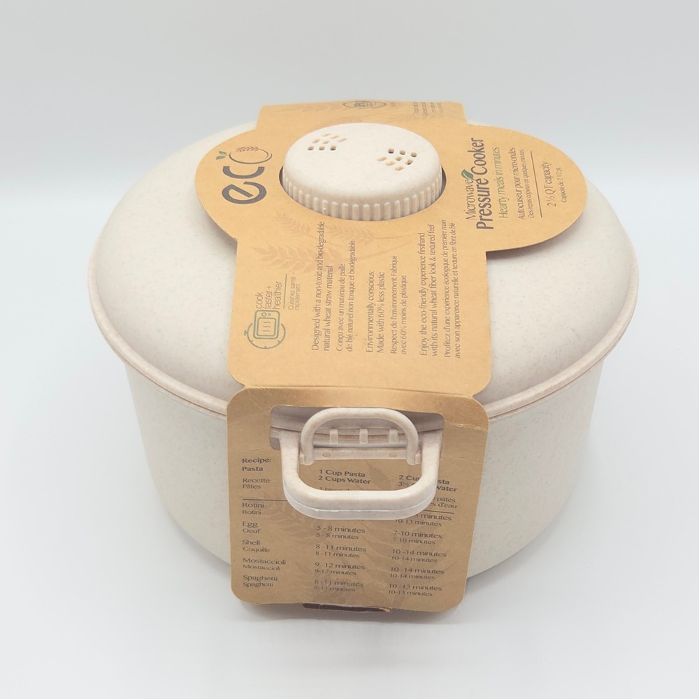 Eco Friendly Microwave Pressure Cooker 2.5Qt Wheat Straw Beige Fast Cookware NEW - Picture 9 of 11